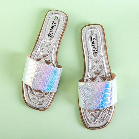 Silver Holographic Women's Serenis Slippers - Footwear