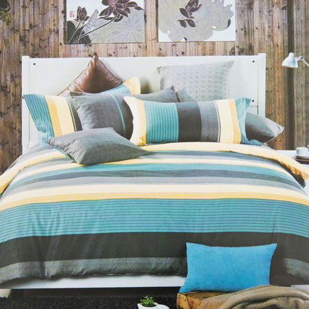 Turquoise cotton bedding 200x220 striped set of 4-PART - Bedding