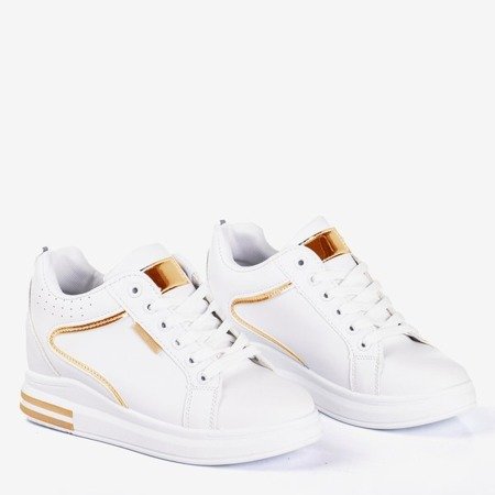 White and gold sneakers on a wedge heel Marcja - Footwear