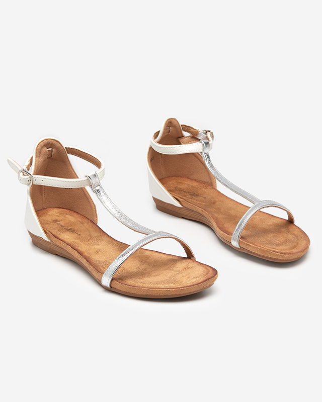White women's sandals with an eco-suede insert Selione - Footwear