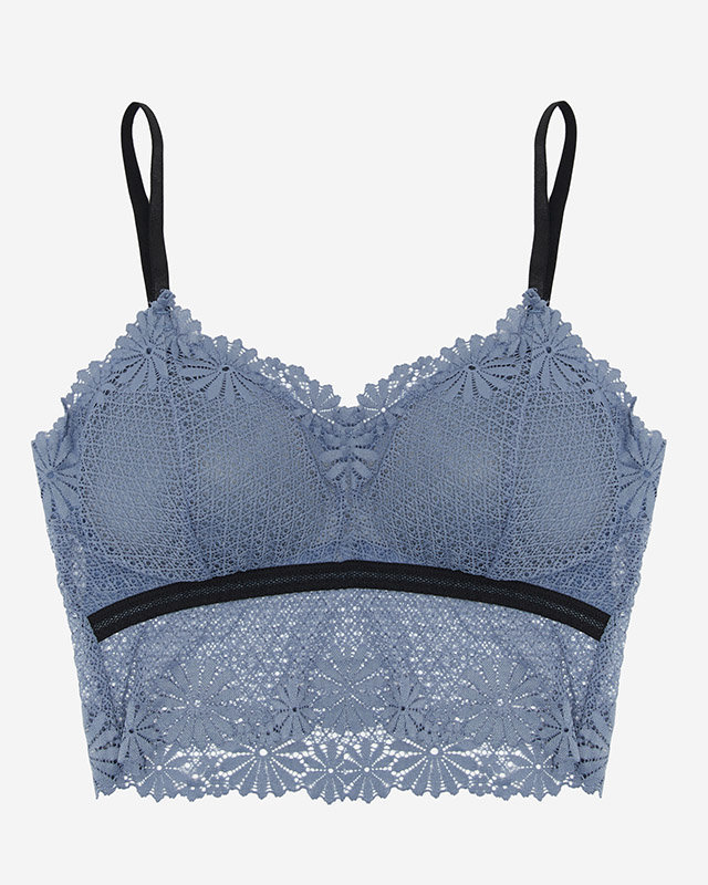 Women's blue bralette bra with lace - Underwear