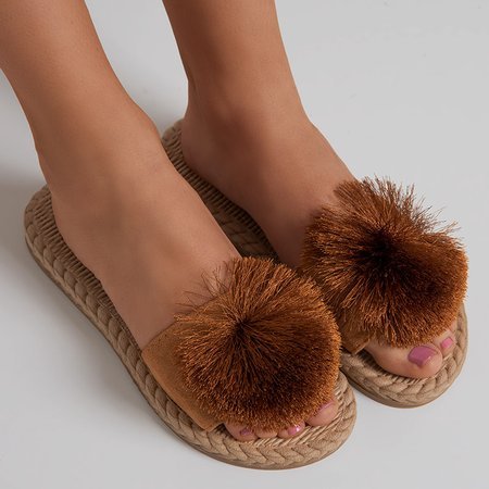 Women's camel tassel sandals Azrail - Footwear