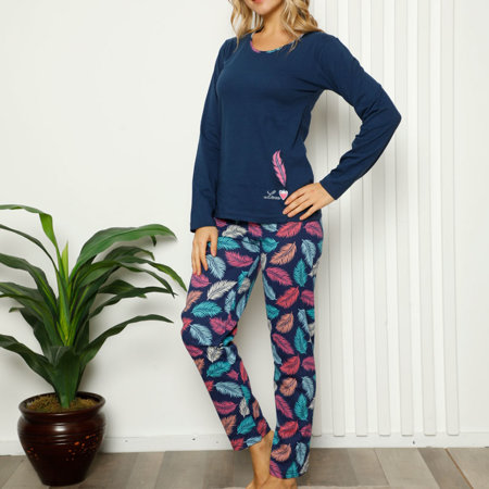 Women's navy blue feather pajamas - Clothing