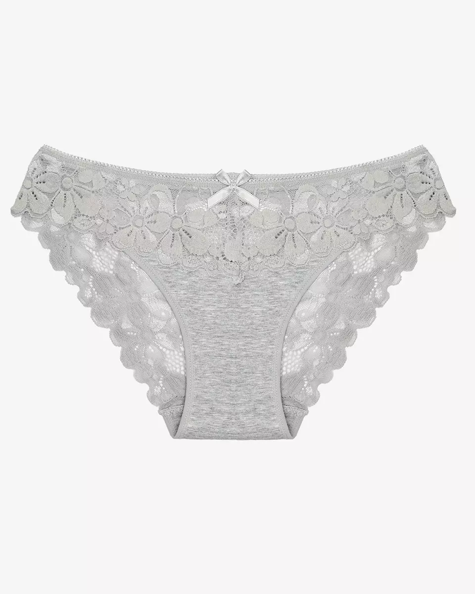 Women's panties with lace in light gray- Underwear