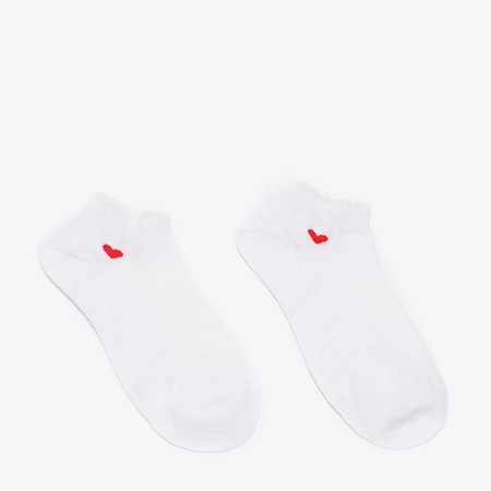 Women's white socks with a heart - Underwear