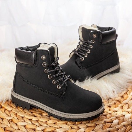 Zendi black eco-leather children's hiking boots - Footwear