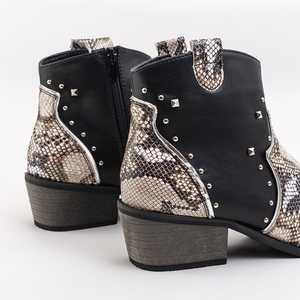 Ankle boots a'la cowboy boots with snake skin inserts Laylaqe - Footwear