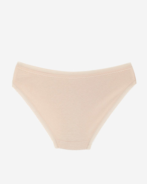 Beige Women's Cotton Plain Lace Briefs - Underwear
