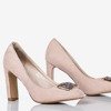 Beige pumps on a higher post with Adena decoration - Footwear