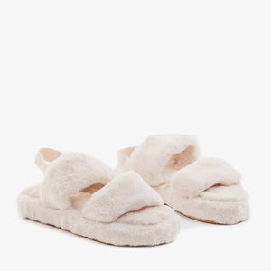 Beige women's fur slippers Narda - Footwear