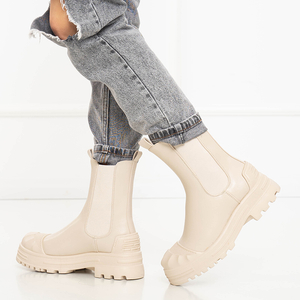 Beige women's high boots by Norvis - Footwear