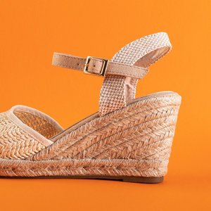 Beige women's sandals a'la espadrilles on a wedge Daffi - Shoes