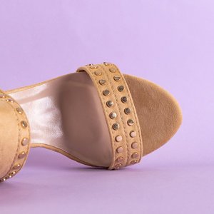 Beige women's sandals on the post Agnes - Footwear