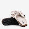 Beige women's slippers with fringes Amassa - Footwear