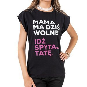 Black Women's T-Shirt with Letters - Clothing