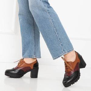 Black and brown shoes for women on the post Tiarino - Footwear