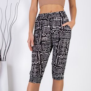 Black and white patterned women's PLUS SIZE shorts - Clothing
