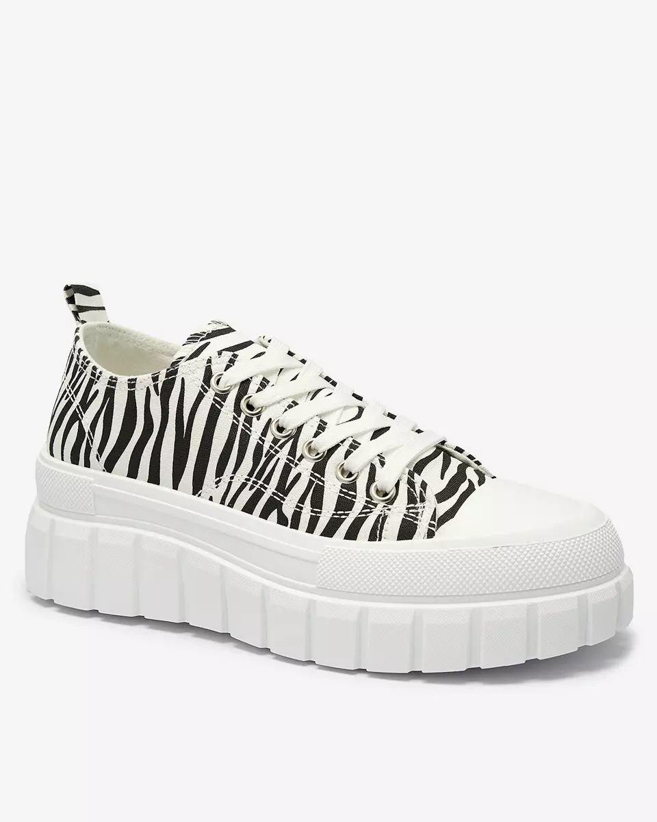 Black and white women's patterned platform sneakers Ziratia - Footwear