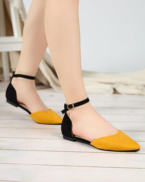 Black and yellow women's ballerinas with a cut Zefosi- Shoes