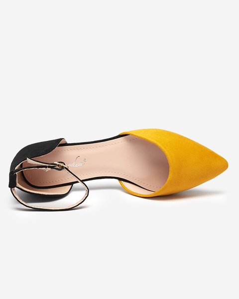 Black and yellow women's ballerinas with a cut Zefosi- Shoes