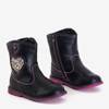 Black children's cowboy boots with a heart Juia - Footwear