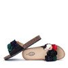 Black flip flops with decorative flowers Vilena - Footwear