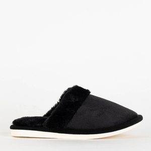 Black furry women's slippers Poppie - Footwear