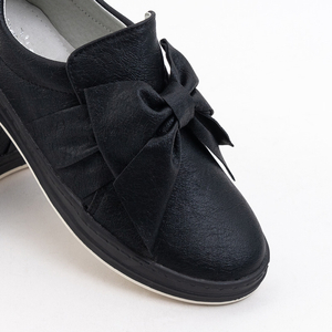 Black girls' slip on shoes with bow Adix- Footwear