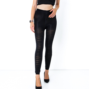 Black insulated women's patterned leggings 200 DEN - Clothing
