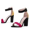 Black sandals on the post with a pink stripe and yellow heel Denice - Footwear 1