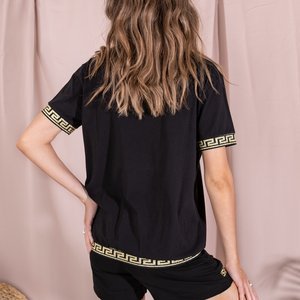 Black women's T-shirt with Greek ornament - Clothing
