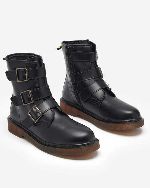 Black women's bagger boots with buckles Delaras - Footwear