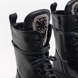 Black women's bagger boots with decoration Rinasa - Footwear