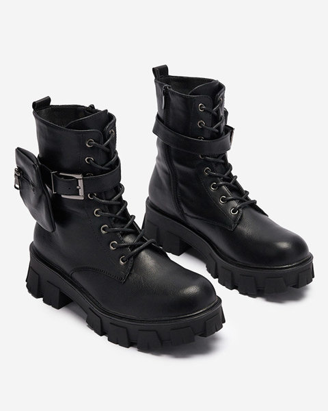 Black women's bagger boots with pouch Feffle- Footwear