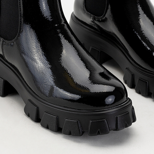 Black women's boots made of eco-patent leather Narikas - Footwear