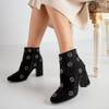 Black women's boots on the post with Venzi decorations - Shoes