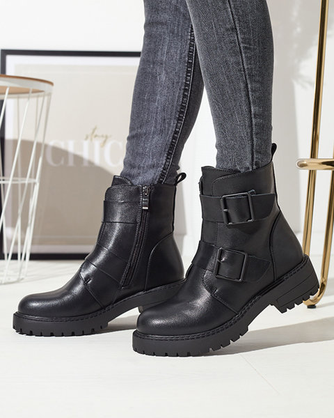 Black women's boots with buckles Alerras- Footwear
