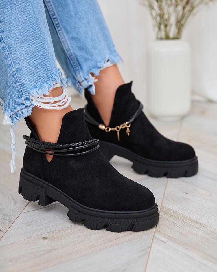 Black women's boots with decorative bracelet Kelotti - Footwear