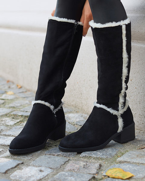 Black women's boots with fur Zerriva- Footwear