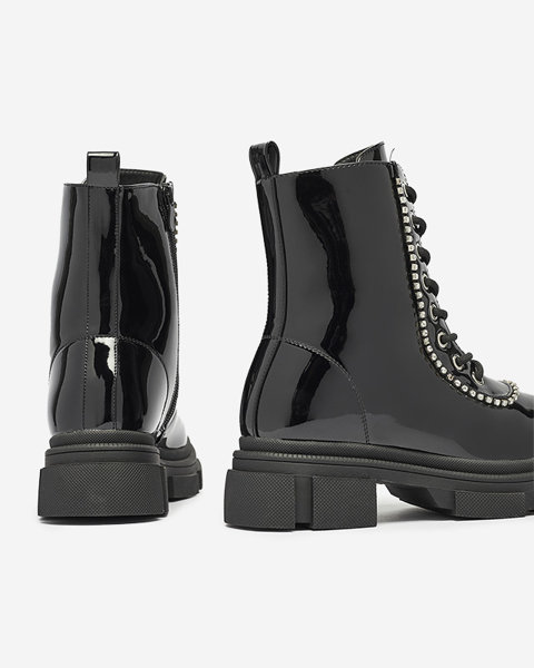 Black women's lacquered bagger boots Dexoci - Footwear