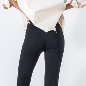 Black women's leggings with an embroidered kitten - Clothing