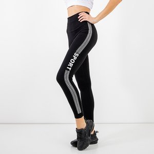 Black women's leggings with silver embellishments - Clothing