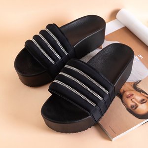 Black women's platform flip-flops with zircons Rondi - Footwear