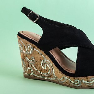 Black women's sequinned platform sandals Terisa - Footwear