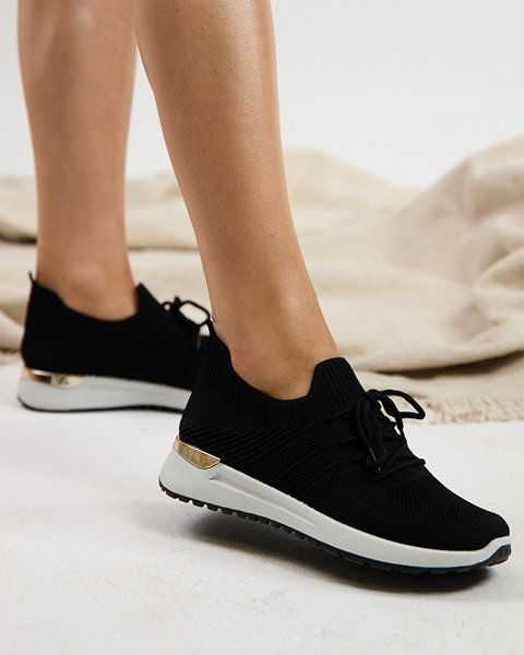 Black woven sports shoes for women Ferroni - Footwear