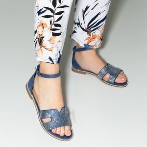 Blue women's sandals with cubic zirconias Motilya - Footwear