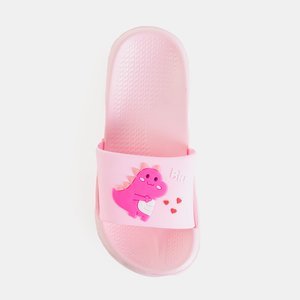 Bright pink children's flip-flops with dinosaur Dino - Footwear