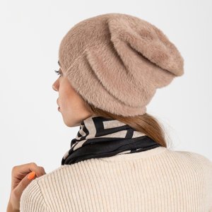 Brown fur women's hat with zircons - Accessories