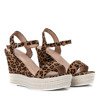 Brown leopard wedge sandals Jokin - Footwear
