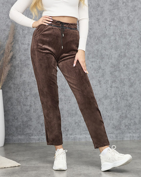 Brown velour tracksuits for women PLUS SIZE- Clothing